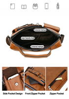 Sac Messager en Cuir PU Véritable avec Logo Personnalisé pour Ordinateur Portable Hommes, Sac à Bandoulière d'Affaires Grande Capacité Étanche