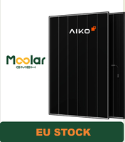 Panneau solaire AIKO N-Type IBC 470W 480W 490W monocristallin en verre bifacial tout noir, efficacité 24,8%, système d'énergie domestique, stock UE