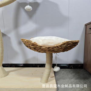 Árbol para gatos ECHO de 165 cm, 4 niveles, mimbre blanco, cama, estructura de escalada resistente para gatos - Product Image 4