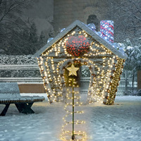 Grenzüberschreitende Solar-Weihnachtsbaumbeleuchtung mit 8 Modi, Bodenmontierte Festbeleuchtung für Garten und Hof, Landschaftsdekoration aus Eisen, Warmweiß