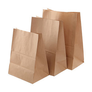Recyclable Brown Kraft Paper Bag Square Bottom Food Packaging for Pizza Milk Sushi Jelly Salad Food Grade Paper Bag - Product Image 1