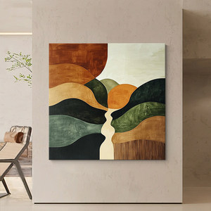 Arte <span class=keywords><strong>de</strong></span> Pared en Lienzo Texturizado Abstracto Retro, Pintura <span class=keywords><strong>al</strong></span> Óleo <span class=keywords><strong>de</strong></span> Montaña y Río, Marco <span class=keywords><strong>de</strong></span> Madera, Tamaño Personalizado, Pintura Decorativa Pintada a Mano - Product Image 3