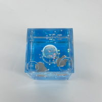 Porte-stylo à sable mouvant sur le thème de l'océan, en acrylique transparent avec figurines flottantes de pingouin et de dauphin, organisateur de papeterie de bureau