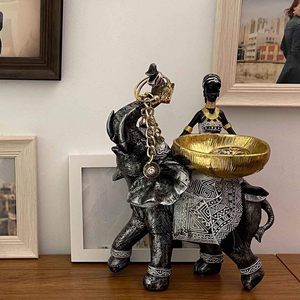 Bandeja <span class=keywords><strong>de</strong></span> Resina con Diseño <span class=keywords><strong>de</strong></span> Elefante y León Estilo Africano, Adorno Rústico para Decoración del Hogar, Almacenamiento <span class=keywords><strong>de</strong></span> Llaves - Product Image 4