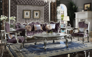 फ्रेंच लक्जरी ठोस लकड़ी के फ्रेम कपड़े सोफे रेशम कपड़े कमरे में रहने वाले सोफे सेट कस्टम पेंट रंग सोफे - Product Image 5