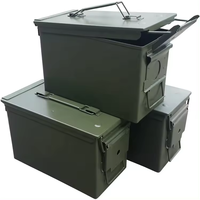 Boîte à munitions en métal imperméable de couleur vert armée pour balles de 9 mm, 30+ munitions, boîte à munitions en acier pour munitions Nerf, cadeaux de Noël pour hommes