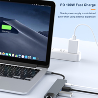 Hub 8-en-1 USB 3.0 Type-C haute vitesse Lecteur de carte 8 ports pour interfaces SD/TF/RJ45 Station d'accueil pour ordinateur et téléphone