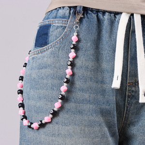 Men's Waist Chain <b>Dice</b> And Eight Ball Beaded Denim Pocket Chain Casual Fashion Body Chain Zinc Alloy Single Lap - Product Image 2