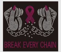 Patch thermocollant en strass motif ruban rose Survivor, avec pierres de cristal thermocollantes