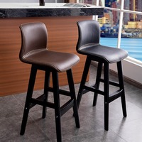 Chaise de bar à dossier en bois massif, style luxe léger, minimalisme moderne, tabouret haut pour la maison, café, salon de thé, design haut de gamme et épuré
