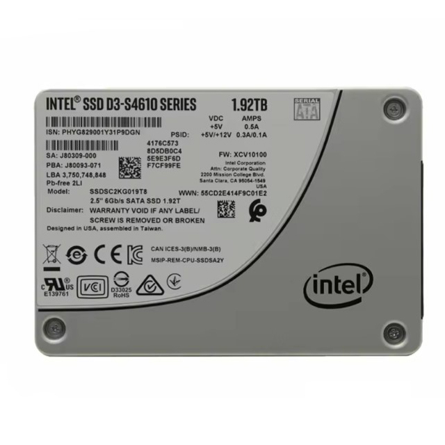 Internal Desktop New Intel SSD D3-S4610 Series SSDSC2KG019T801 1.92TB 3D NAND TLC SATA 3 6Gb/s SFF Enterprise Server Drive