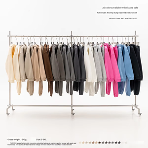 Conjunto de Sudadera con Capucha para <span class=keywords><strong>Hombre</strong></span> 345G, Colección Otoño Invierno 2025, Estilo Americano Moderno, Forro Polar de Color Sólido - Product Image 3
