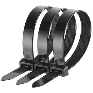 Self Locking Nylon Cable Ties 12x300mm Black Industrial Grade Reinforced Plastic For Wiring Management - Product Image 1