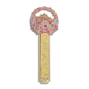 Beautiful Garland Building Design Long Size <b>Pink</b> Color Debossed Logo Bookmark - Product Image 1