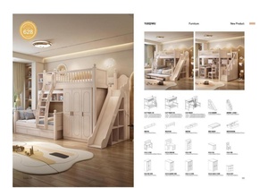 Cama Alta Moderna de Madera Maciza de Tamaño Completo con <span class=keywords><strong>Escalera</strong></span> y Almacenamiento para Dormitorios Infantiles, Hoteles, Escuelas y Hospitales - Product Image 5