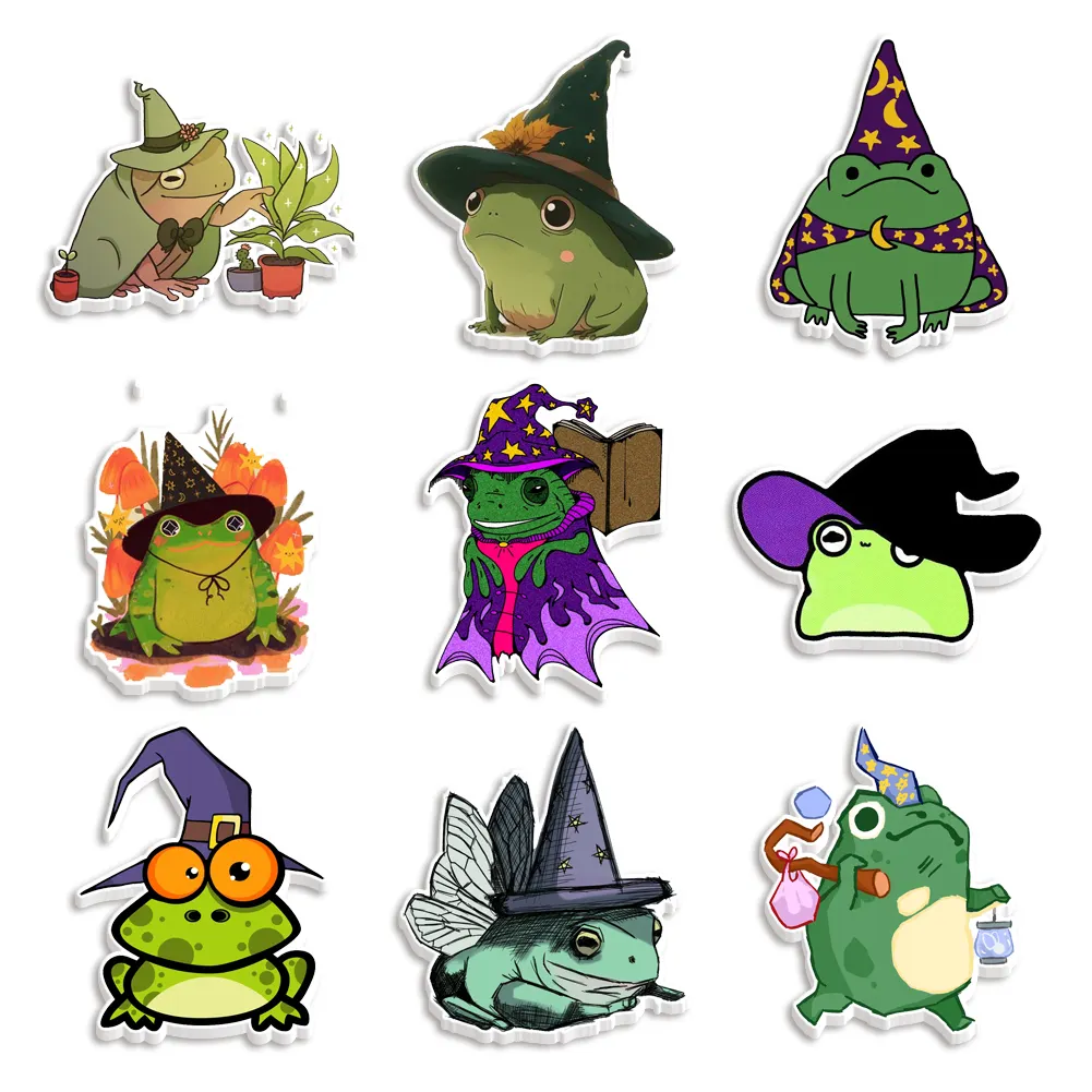 Ranas con sombreros mágicos para Halloween, accesorios de resina planar, materiales hechos a mano, accesorios artesanales para fiesta, resina plana