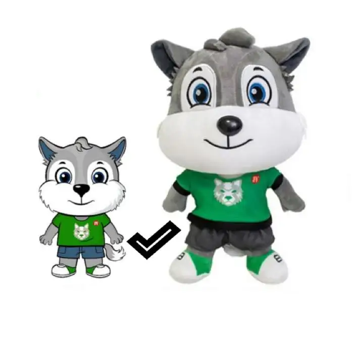 CPC fábrica personalizado macio boneca pelúcia animal lobo pelúcia brinquedo empresa mascote com logotipo roupas