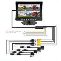 Grabadora DVR con Monitor IPS, Sistema de Seguridad para Automóvil con Cámara de Tablero de 4 Canales, Grabadora de 4 Canales y 1080P con Kit de Cámara de Respaldo IP68 para Camión, Camioneta, Autobús, RV
