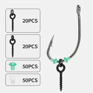 LUSHAZER 140 pcs/boîte Vis pour appâts de pêche Crochet Stops Oval Buckle Carp Fishing Tackle Accessories Kit for Making Carp Pop up Rigs - Product Image 2