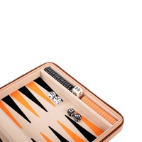 Jeu de backgammon de voyage pour adultes, jeu de société portable avec étui en similicuir, jeu de stratégie classique pour les familles