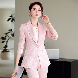 2025 नई गुलाबी महिला सूट जैकेट वसंत शरद ऋतु कोरियन अवकाश पेशेवर प्रसारण मेजबान कपड़े महिलाओं के पेशेवर सूट - Product Image 1