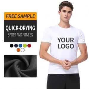 T-shirt de sport pour homme en polyester tissé respirant à séchage rapide, anti-rides, logo personnalisé en vrac, coupe musclée, blanc uni, OEM, imprimé - Product Image 1