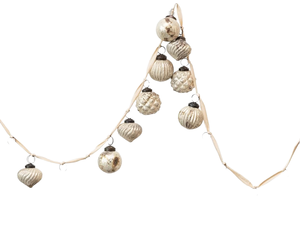 Guirlande de boules de Noël rustiques argentées, finition mercure vintage, décorations pour arbre - Product Image 1