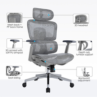 Chaise de bureau moderne en maille à dossier haut certifiée ISO BIFMA, avec appui-tête et accoudoirs 3D, chaise pivotante ergonomique réglable