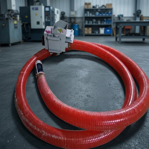Manguera Roja Flexible Industrial con Conector de Bomba para Transporte de Productos Químicos, Sistema de Acero Inoxidable - Product Image 1