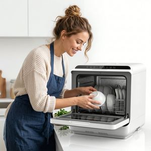 Lave-vaisselle de table électrique automatique avec 6 programmes de nettoyage, commande tactile, ventilateur d'eau 4,5 L, séchage PTC, matériau PP, lavage à 72 degrés - Product Image 1