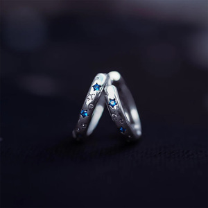 Star Moon Design <b>Stud</b> Earrings Tibetan <b>Silver</b> Geometric Bezel Setting Party Jewelry Gift - Product Image 1