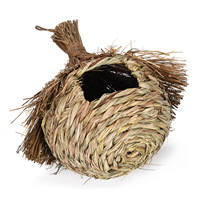 Nichoir en paille écologique fait main pour perroquets et pigeons, décoration murale de jardin, cage à oiseaux pour observation d'oiseaux en extérieur