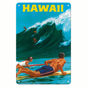 Plaque Métallique Vintage Hawaïenne de Surf, Décoration Murale Paysage Naturel des Îles Hawaïennes, pour Porche et Intérieur, 14x20cm - Product Image 2