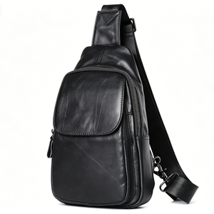 Marunte - Bolso de Pecho de Cuero Genuino para <span class=keywords><strong>Hombre</strong></span>, Bolso Bandolera de Alta Gama, Estilo Casual Europeo Americano Retro - Product Image 5