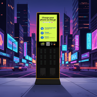 Kiosque de location de batteries externes partagées commerciales avec grand écran tactile de 43 pouces, station d'alimentation de 15 W, 48 emplacements, 7200 mAh et options de paiement multiples