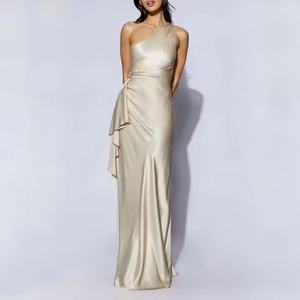 Robe de Soirée Élégante et Modeste en Satin, Coupe Droite, Taille Fine, Épaule Unique, Sexy, pour Bal de Promo, Vente en Gros Personnalisée - Product Image 6