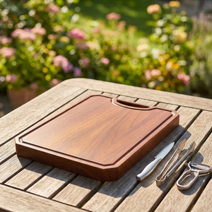 Planche à découper en bois massif avec poignée et rainure pour les jus, grande planche à découper en bois pour la cuisine - Product Image 2