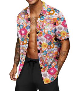 Camisa Hawaiana Tropical de Satén para Hombre, Estampado Floral, Verano, Playa, Manga Corta, Casual, con Botones y Bolsillos, Tejido de Punto, 100% Poliéster - Product Image 3