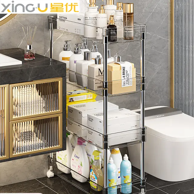 XingYou 2 tier רחצה מדפי תצוגת אחסון מחזיקי מקלחת caddy מדף אמבטיה מתלה עם גלגלים