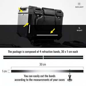 Strisce adesive nere riflettenti 3D per Top case moto 1X30 Cm-4 pezzi telaio di licenza - Product Image 1