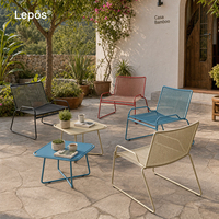 Fauteuil de salon d'extérieur moderne Lepos, fauteuil de détente, canapé individuel, structure en acier inoxydable, siège en corde tressée pour patio et balcon