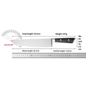 Venta al por mayor personalizado pedido a granel OEM ODM hogar Cocina de alto carbono Acero inoxidable <span class=keywords><strong>Parker</strong></span> mango de madera cuchillo de Chef - Product Image 5