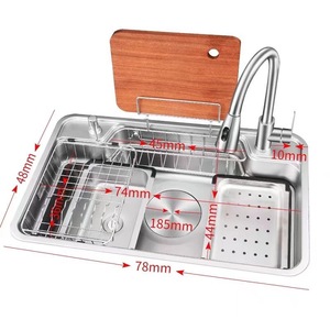 Intelligente in acciaio inox singolo ciotola lavello da cucina pioggia cascata Design Pull rubinetto per uso domestico lavastoviglie - Product Image 1
