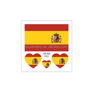 Pegatinas Impermeables de la <span class=keywords><strong>Bandera</strong></span> de <span class=keywords><strong>España</strong></span> 2026 para Decoración Festiva, Pegatinas de Tatuaje - Product Image 1