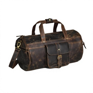 B S International Genuine Leather Vintage <b>Trolley</b> Bag Zipper Closure Unisex Waterproof <b>Foldable</b> Embroidered Adjustable Strap - Product Image 3