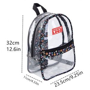 Sac à dos imperméable en PVC transparent, sac de <span class=keywords><strong>voyage</strong></span> avec imprimé sirène souriante, sac de rangement pour livres d'étudiant, sac de <span class=keywords><strong>voyage</strong></span> à double bandoulière pour loisirs - Product Image 1
