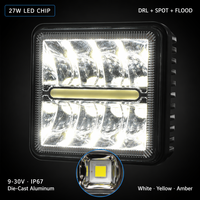 Commande en gros de lampes auxiliaires 27W 3000K blanc pur 9-30V IP67 81210-06100, feux antibrouillard LED pour véhicules tout-terrain 4x4