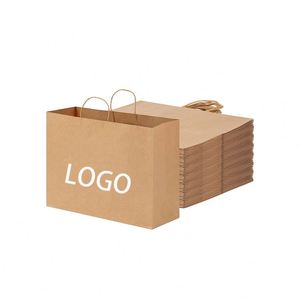 Sac cadeau brun personnalisable de haute qualité en papier kraft avec impression sérigraphique et logo personnalisé - Product Image 1