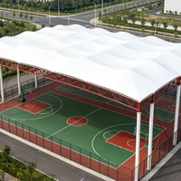 Structure de membrane tendue sur mesure à grande portée en tissu PVDF pour abri de terrain de basket-ball, toit d'ombrage pour sports de plein air