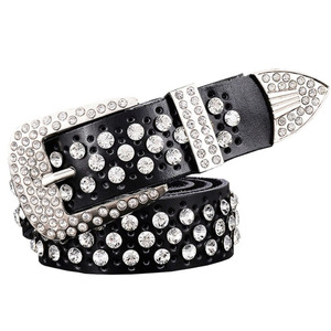 Ceinture <span class=keywords><strong>en</strong></span> cuir pour femme punk vintage pleine ceinture <span class=keywords><strong>en</strong></span> strass avec boucle <span class=keywords><strong>en</strong></span> alliage matériau <span class=keywords><strong>en</strong></span> peau de vache inspiré par Simon BB - Product Image 3